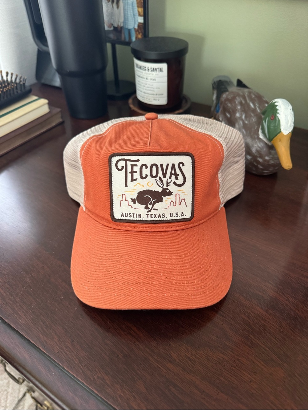 Tecovas Orange & Cream Mesh Patch Trucker Hat